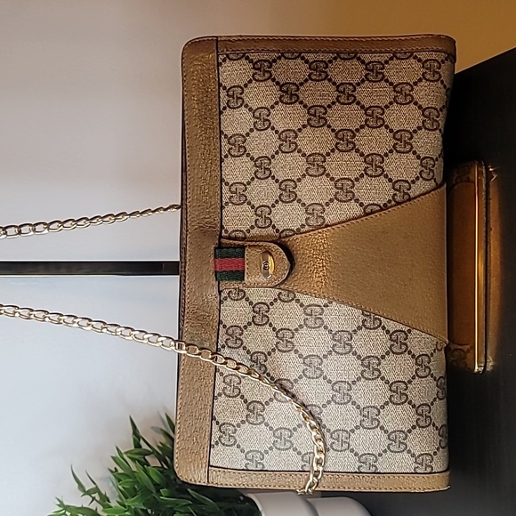 GUCCI GG CANVAS WEB SHERRY LINE CLUTCH BAG - Picture 13 of 13